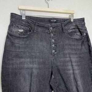 Judy Blue Jeans Size 18W Black Skinny Fit Distressed Denim Stretch Button Fly